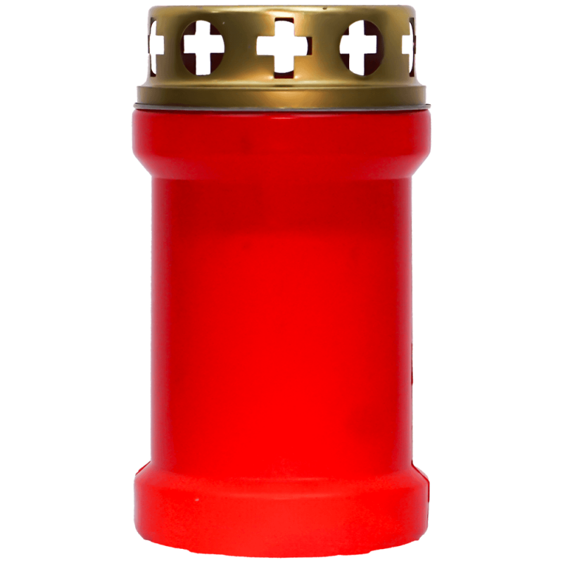 Set 16 candele rosii 20 ore cu capac metalic pentru cimitir 80 g Zniczplast
